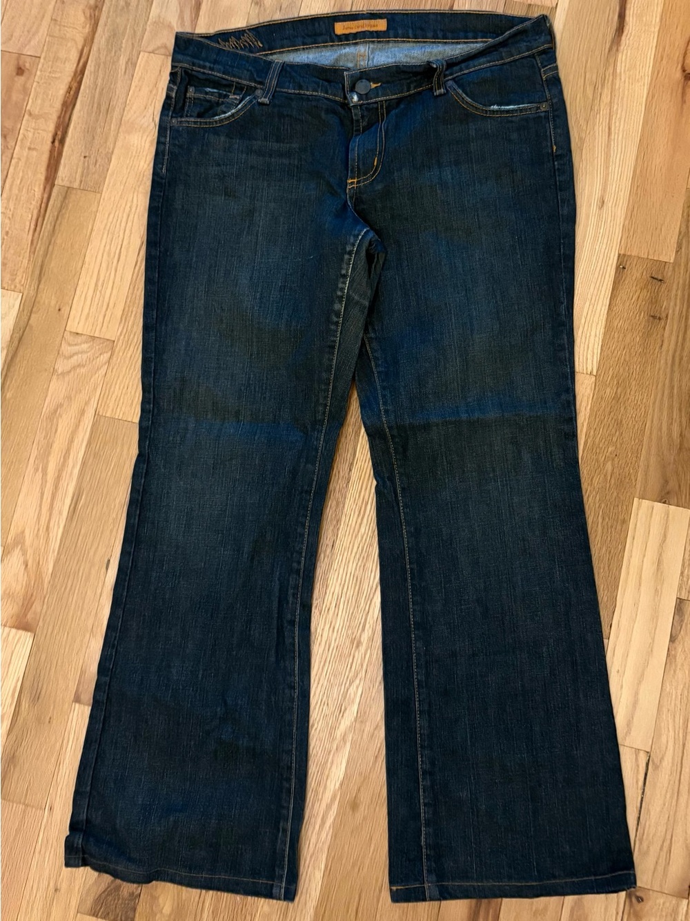 Women’s James Vintage Cured by Sewn Dark Blue Bootcut Jeans Size 31